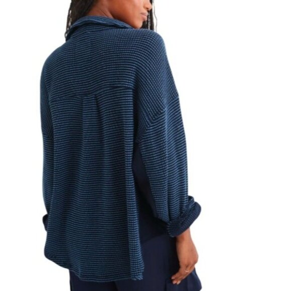 Aerie Women's Size XL Lumberjane Waffle Shirt Jacket Blue With Chest Pockets - Picture 2 of 16